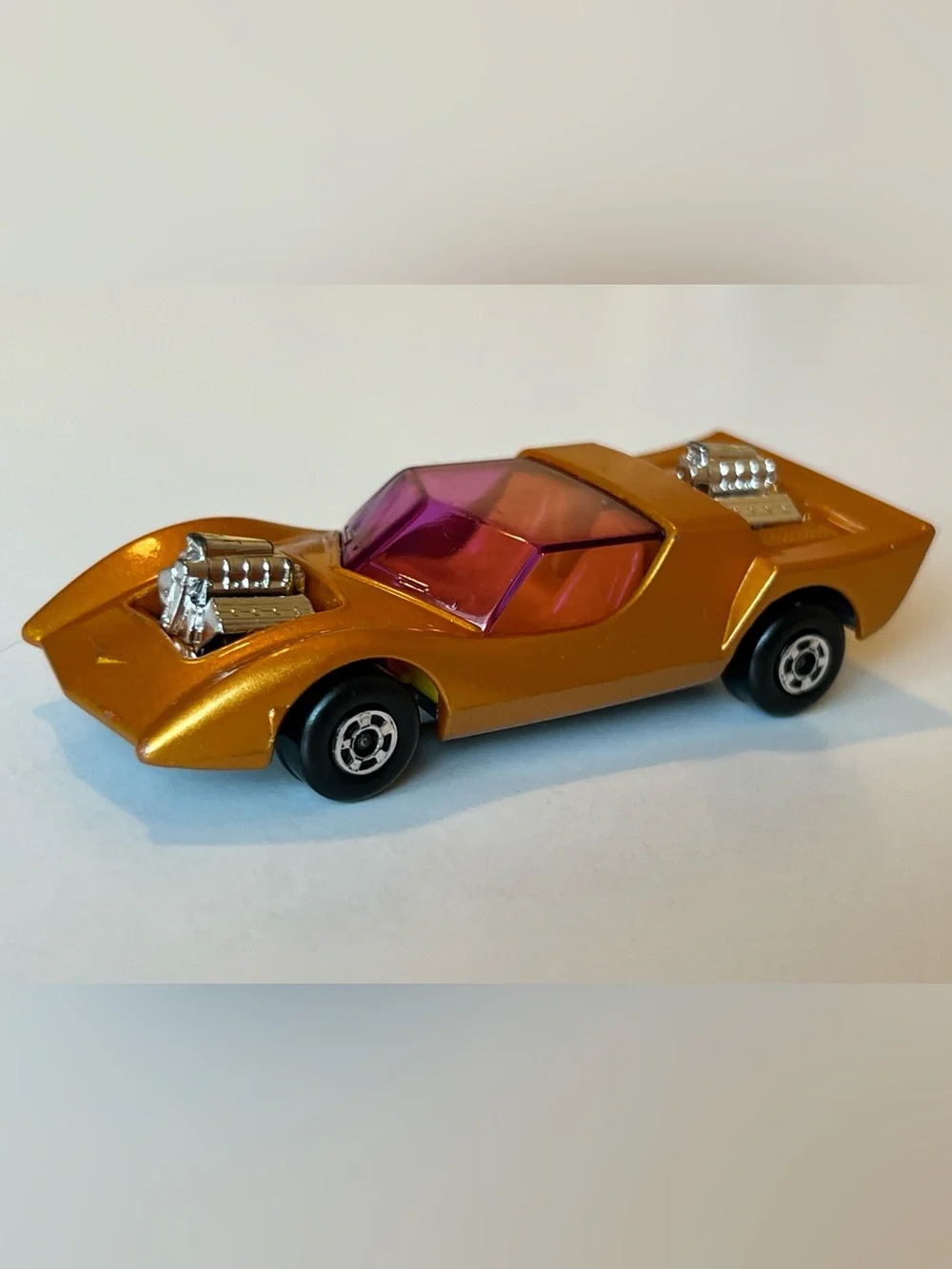 Vintage Matchbox Superfast 1971 No. 4 Gruesome Twosome Car Lemon Yellow Interior